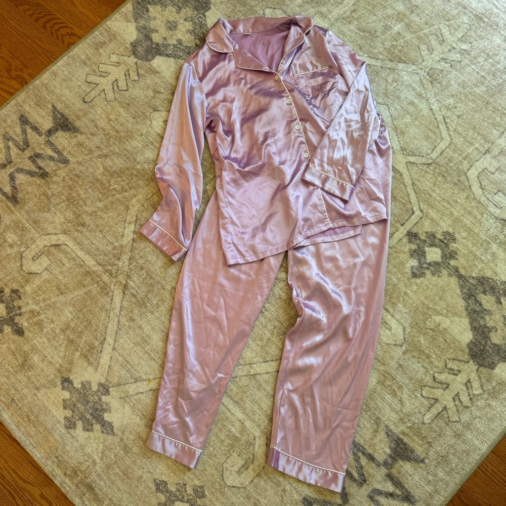 Satin purple pj set